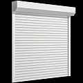 White Roller Shutters Featuring Striped Design in Modern Style with Three Units 3d model