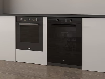 Stylish Modern Kitchen With Built In Oven And Functional Appliances Interior Design 3d model