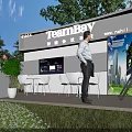 Garden Landscape with TeamBay Booth 2024 Green Plants White Chairs Tables and Blue Sky