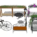 Diverse Landscape Seats With Wooden Iron Designs Pergola And Vine Decorations