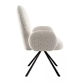 Light Beige Fleece Leisure Chair With Armrests And Black Metal Tripod Base