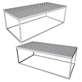 Modern Herringbone Pattern Coffee Table With Wooden Top And Black Metal Frame