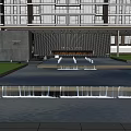 Modern Garden Landscape Design With Pathway Lamps Greenery And Surrounding Architecture