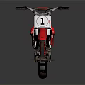 Red and White Off Road Motorcycle With Black Seat And Metallic Parts On Grey Background