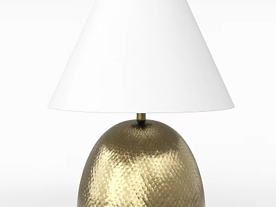 Elegant Table Lamp With Hammered Gold Base And White Fabric Shade For Home Decor 3d model