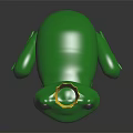 Green Frog Wearing Golden Crown On Black Reflective Surface With Shiny Skin And Realistic Eyes