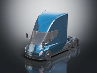 Blue Modern Heavy Duty Utility Truck with Streamlined Cab and Cargo Design 3d model