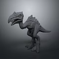 Grey 3D Dinosaur Model Sculpture With Open Mouth Spiked Back And Standing Pose