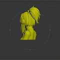 3D Digital Character With Black Hair Purple Headphones And Sleeveless Outfit On Gray Background