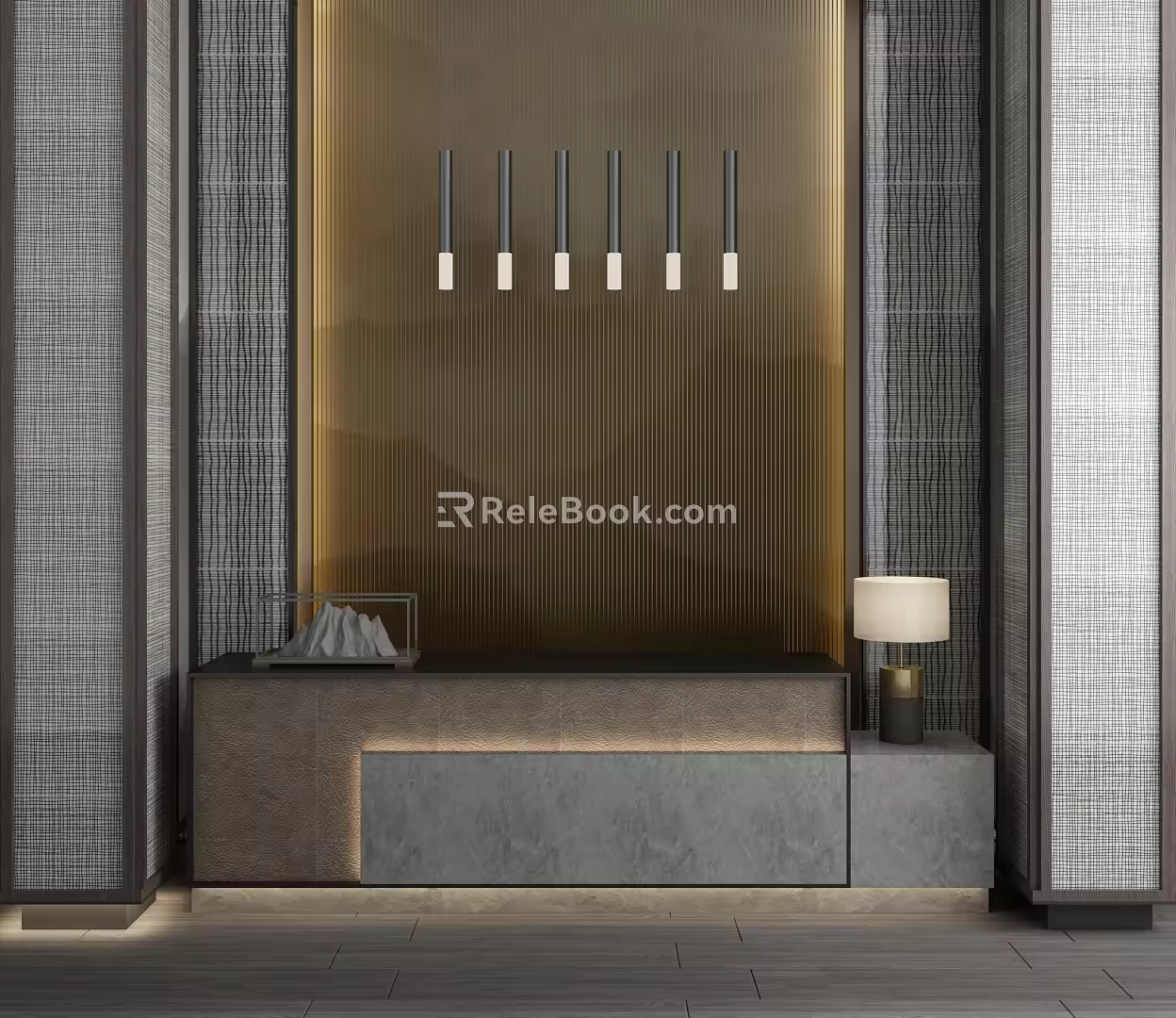 New Chinese Reception Desk Hotel Reception Cashier 3d model