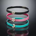 Fashion Black Pink Turquoise Bracelets With Heart Star Moon Shaped Diamond Decorations