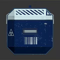 Blue And White Storage Box With Handle Panel And Triangle Symbol Design