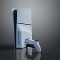 White Modern Game Console With Matching Wireless Controller On Glossy Surface