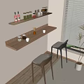 Modern Bar Chair Combination Bar Chair Combination Storage Rack Decoration Bar Stool Combination 3d model