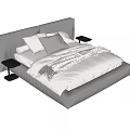 Modern Double Bed With Upholstered Headboard Soft Pillows And Cozy Blanket 3d model