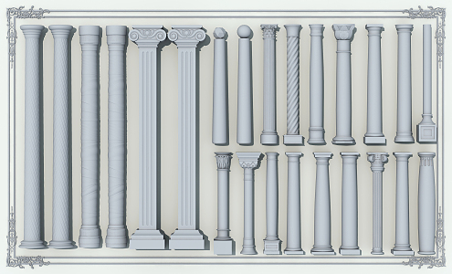 European Roman Column Gypsum 3d model