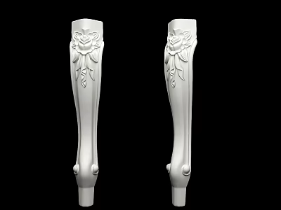 White Decorative Columns With Intricate Floral Carvings For Interior Design 3d model