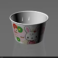 Cute White Paper Cup With Cartoon Rabbit And Colorful Flower Decorations