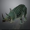 3D Model Of Turquoise Fantasy Creature With Spiked Back Horned Head And Textured Skin
