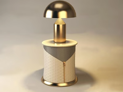Elegant Table Lamp With Golden Lampshade Textured White Base And Golden Rim 3d model
