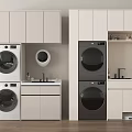 Modern Balcony Cabinet With Washing Machine Dryer Storage Countertop And Sink