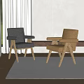 Black And Yellow Accent Chairs With Wooden Legs In Indoor Space With Curtains And Rug