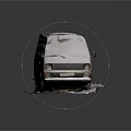Snow Covered Old Van With Snow Accumulation On Black Background