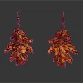 Leaf Shaped Orange Earrings with Metal Hooks and Shiny Surface Fashion Accessories