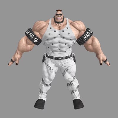 Muscular Game Character In White Tank Top And Ripped Pants 3d model