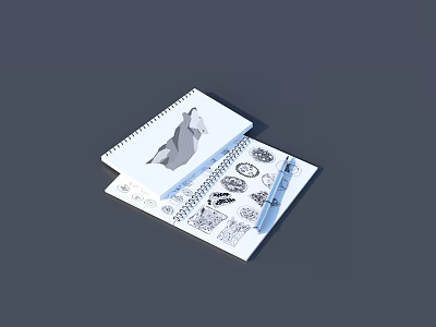 Architectural Building Exterior Wall Design Sketches in Notebook with Window Details 3d model