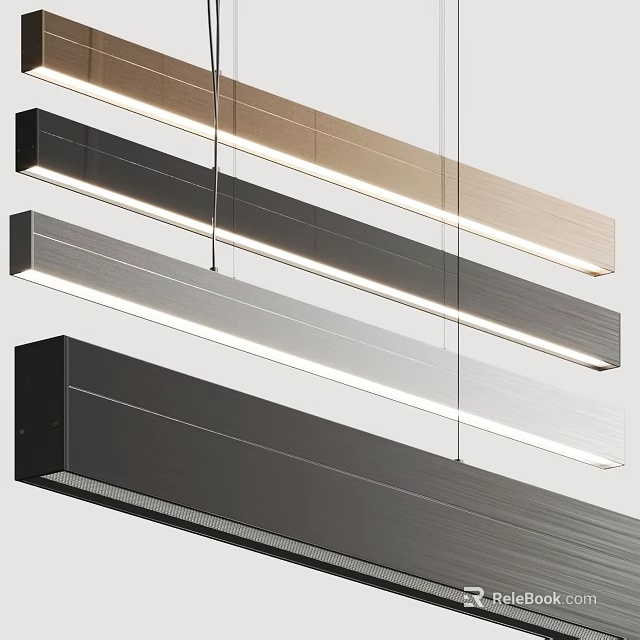 Modern Linear Suspended Pendant Lights With Various Colors And LED Metal Frames 3d model 
