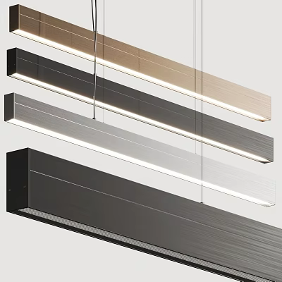 Modern Linear Suspended Pendant Lights With Various Colors And LED Metal Frames 3d model