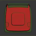 Green Recycling Waste Bin With Red Lid And Wheels For Home Use