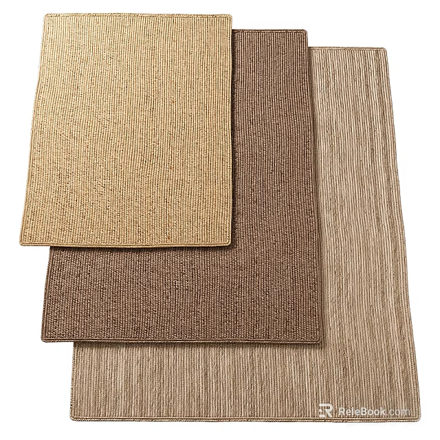 Three Square Rugs in Neutral Tones with Woven Texture for Home Decor 3d model