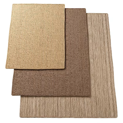 Three Square Rugs in Neutral Tones with Woven Texture for Home Decor 3d model