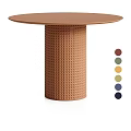 Round Brown Dining Table With Woven Texture Pedestal And Multiple Color Options 3d model