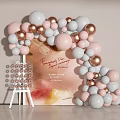 Elegant Pink White Copper Balloon Arch Decoration For Party Event Setup 3d model