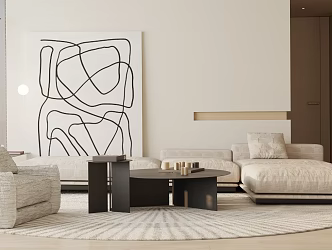 Modern sofa coffee table combination 3d model