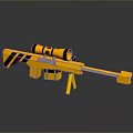 3D Model Yellow Sniper Rifle with Long Barrel Scope and Tripod 3d model