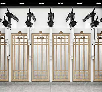 New Chinese Style Toilet Door 3d model