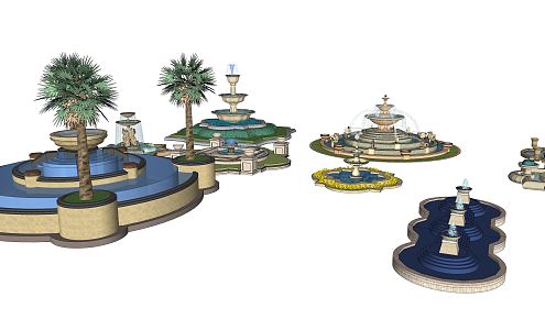 European-style fountain water feature 3d model