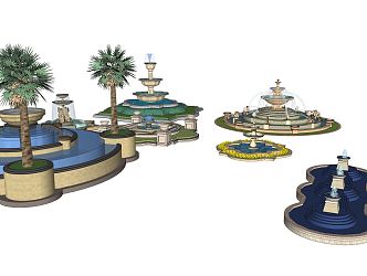 European-style fountain water feature 3d model