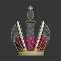 Luxury Jewelry Crown With Red Silver Decoration Cross Top And Intricate Gems Patterns