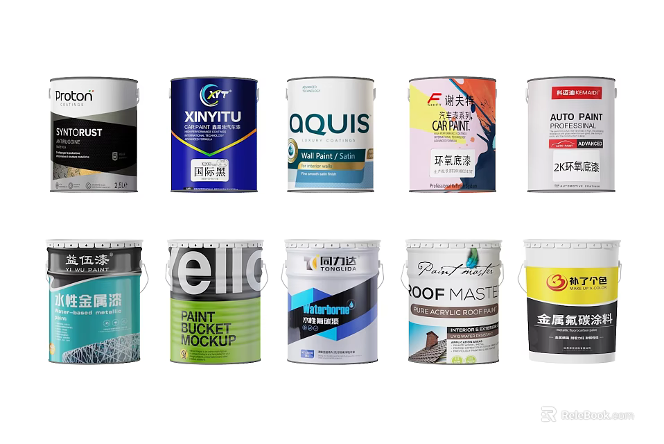 Multiple Branded Paint Cans for Daily Use 3d model 