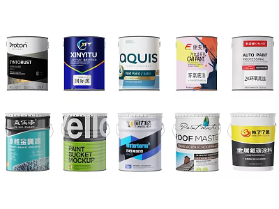 Multiple Branded Paint Cans for Daily Use 3d model Multiple Branded Paint Cans for Daily Use 3d model