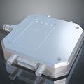 Silver Square Metal Household Item With Branded Surface And Connecting Port