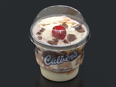 Culiner Dessert Topped With Cherry And Nut Crumbs In Transparent Plastic Cup 3d model