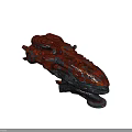 Red Cosmic Spaceship With Intricate Futuristic Structure For Space Exploration Missions