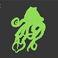 Golden Octopus Sculpture With Detailed Curly Tentacles And Metallic Texture On Dark Reflective Surface