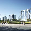 Aerial Planning of Modern Residential Area With Tall Buildings Green Landscapes Pedestrian Paths And Roads